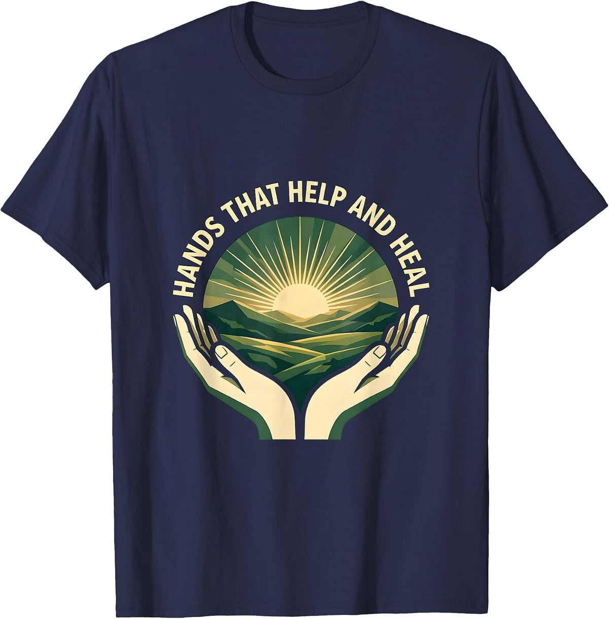 Hands That Help and Heal Occupational Therapy T-Shirt - Navy Blue