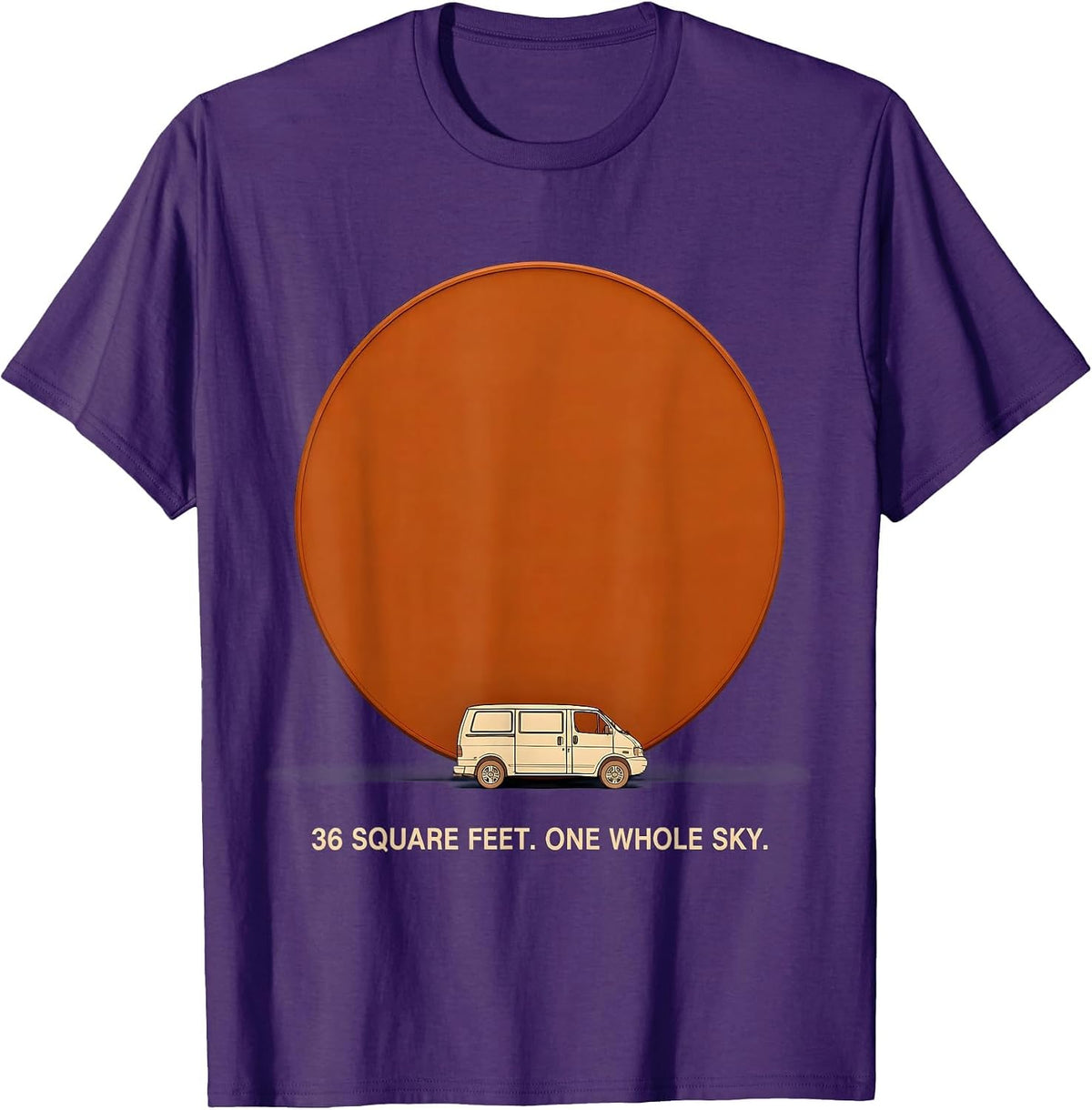 36 Square Feet One Whole Sky Retro Van Life Nomads Adventure T-Shirt - Purple
