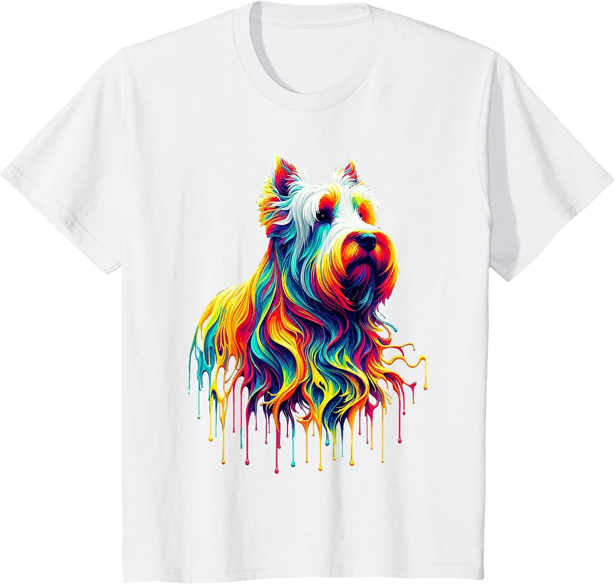 Dripping Paint Art Scottish Terrier Scottie Terriers T-Shirt - White