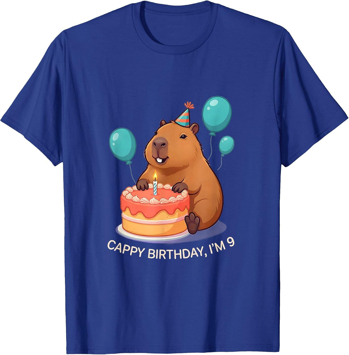 Cappy Birthday I'm 9 Kawaii Capybara Birthday To Me T-Shirt - Royal Blue