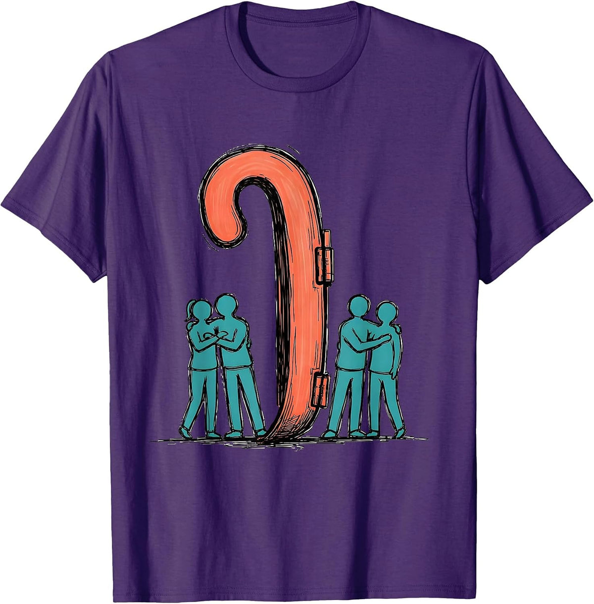 Oversized Comma Grammar Teacher Classroom Humor T-Shirt - Purple