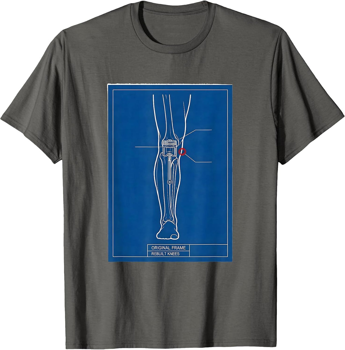 Original Frame, Rebuilt Knees Technical Blueprint Classic T-Shirt - Asphalt Grey
