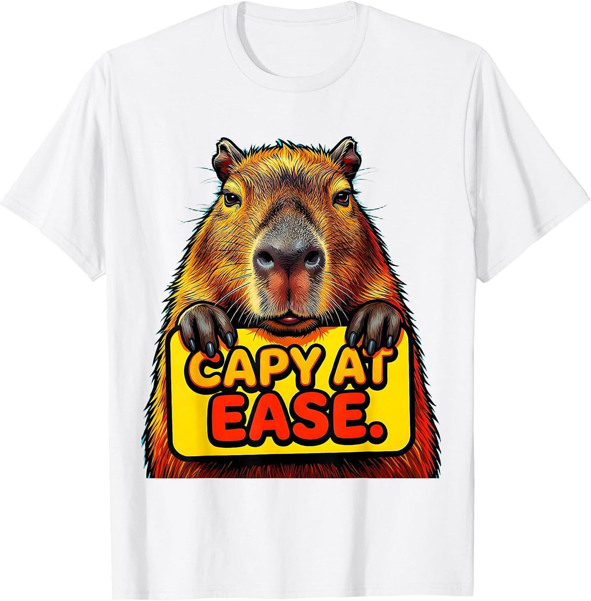 Men's Capy At Ease Pop Art Funny Capybara Meme Gamer T-Shirt - White