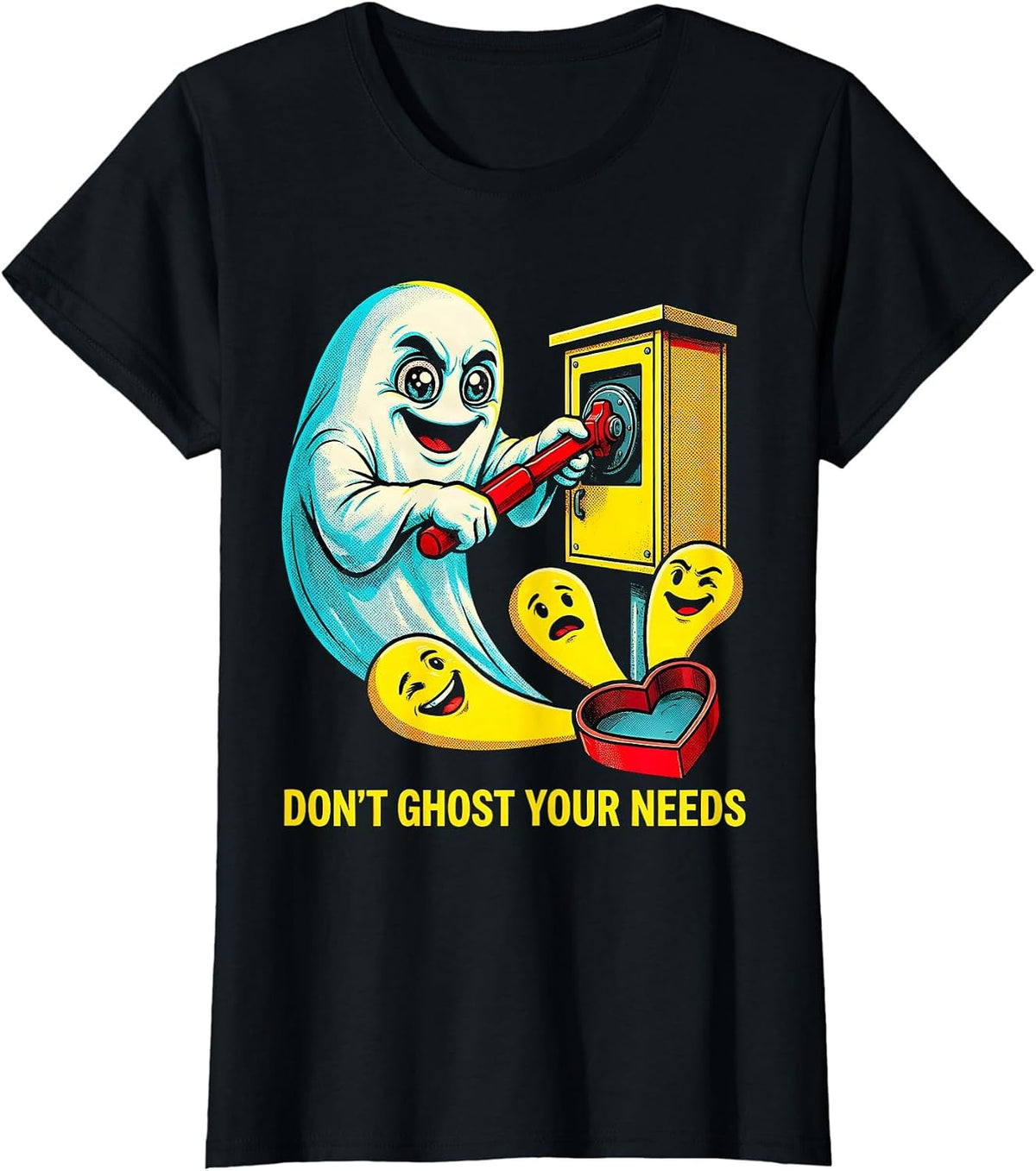 Don't Ghost Your Needs Pop Art Mental Health Halloween T-Shirt - Black