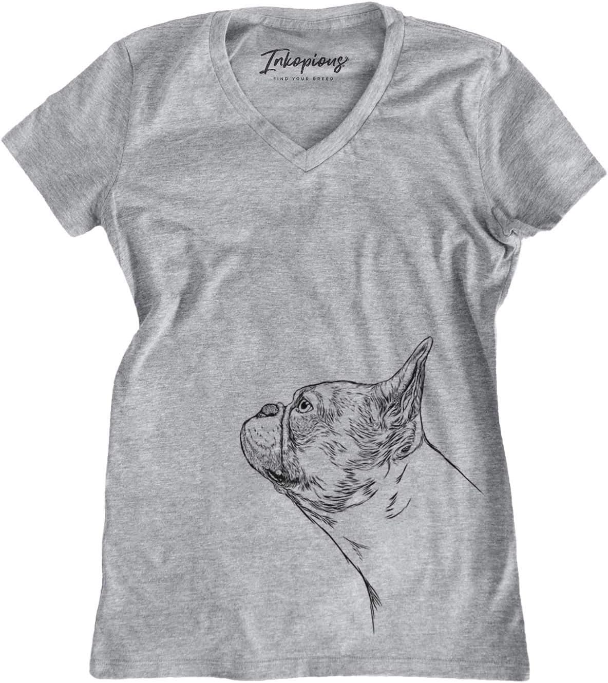Inkopious French Bulldog Profile Triblend T-Shirt - Grey V-neck