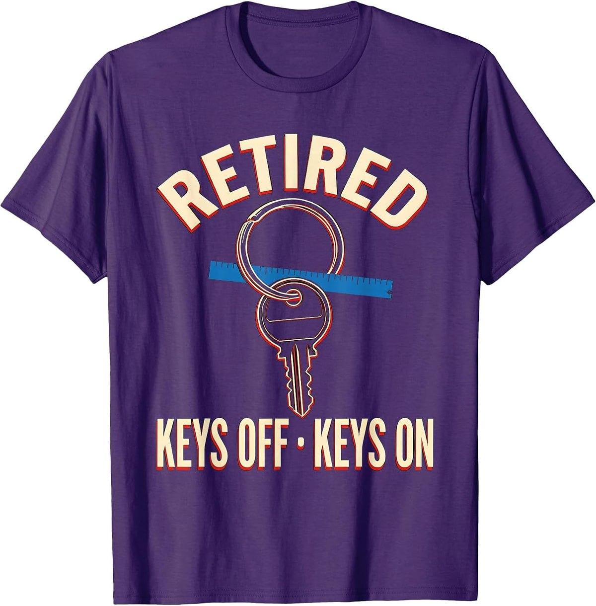 Men's Retired: Keys Off, Keys On Funny Police Officer Retirement T-Shirt - Purple