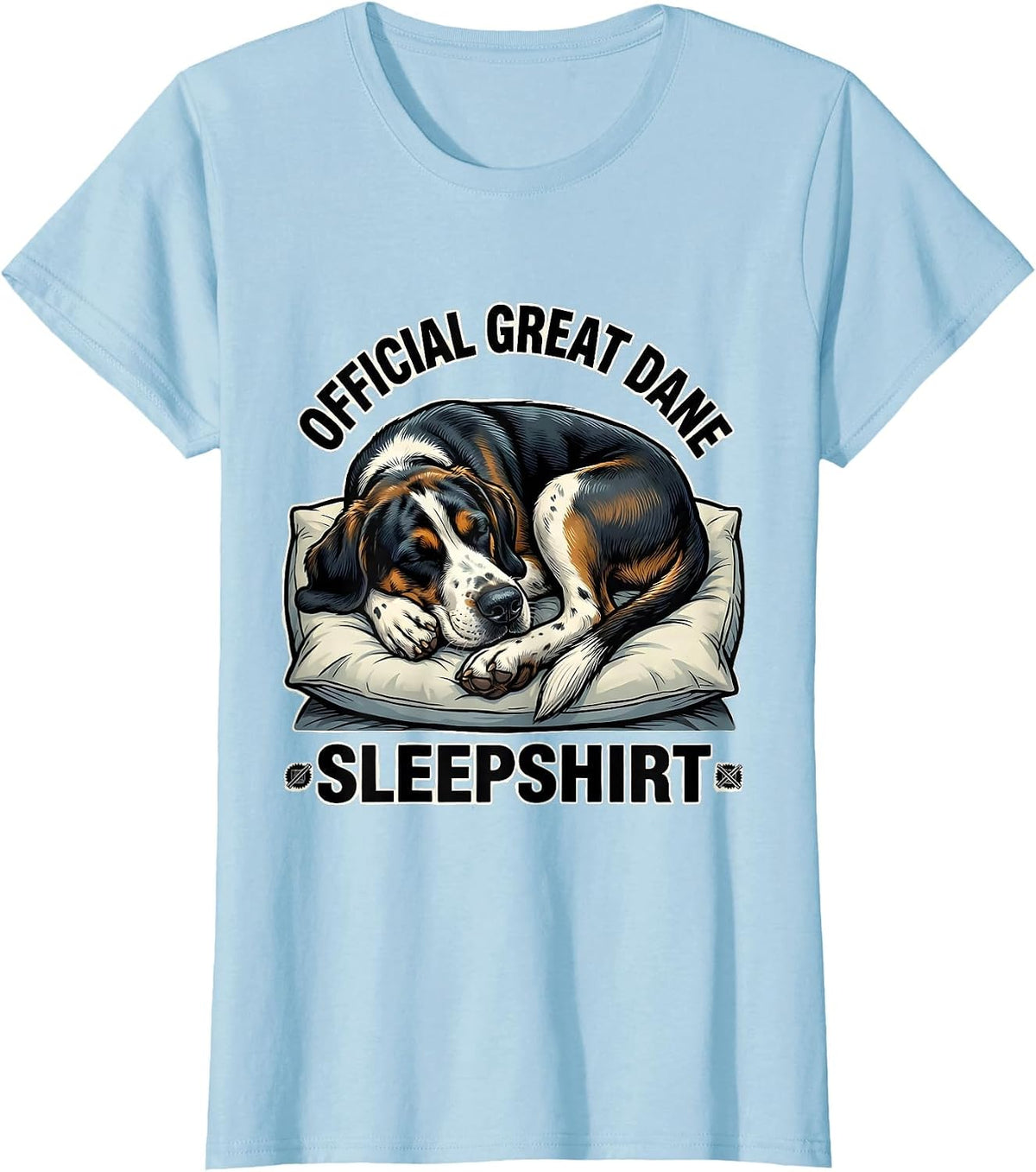 Official Great Dane Sleepshirt Cartoon Dog Lover Napping T-Shirt - Baby Blue