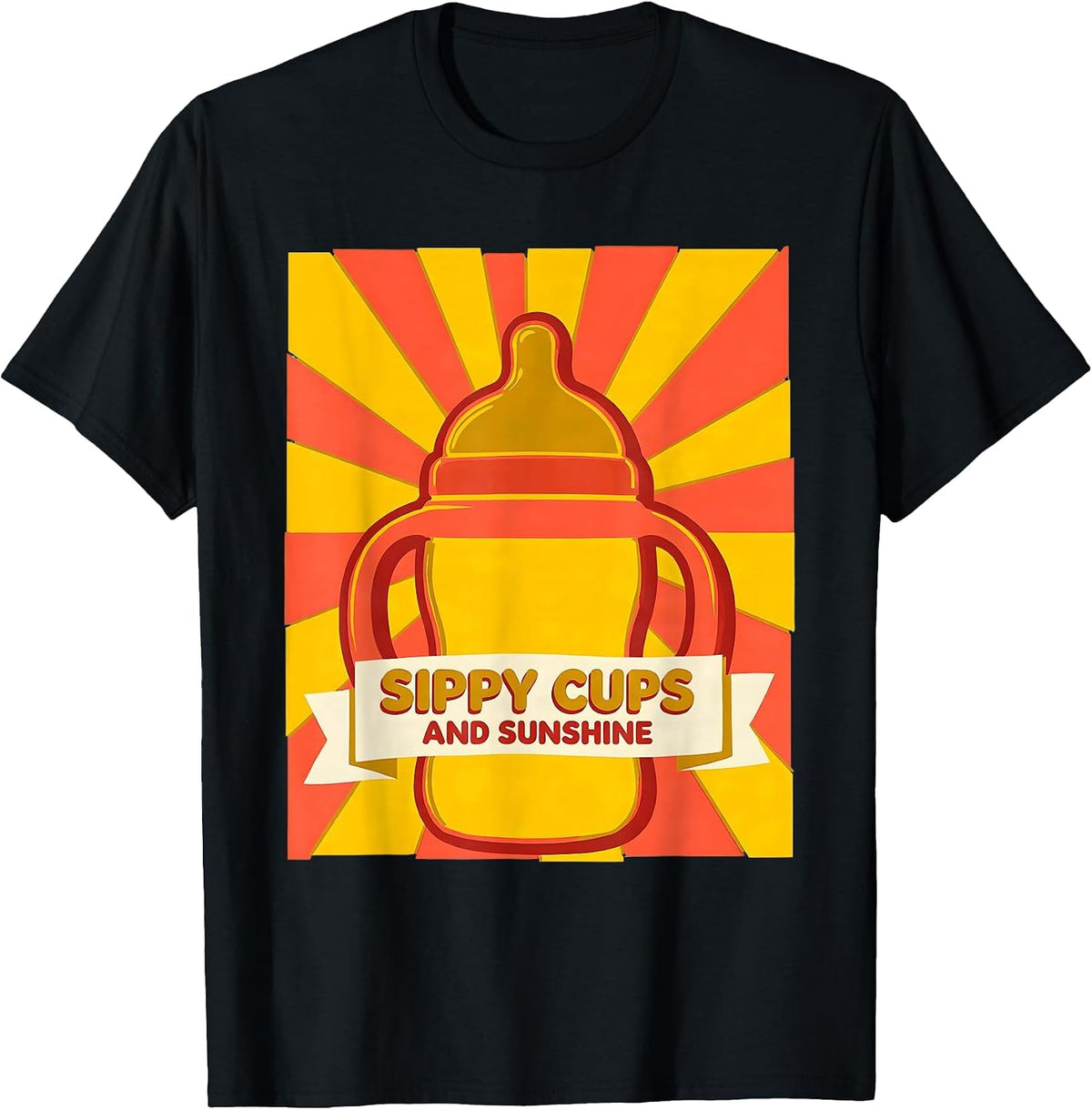 Men's Sippy Cups and Sunshine Preschool Teacher Design T-Shirt - Black