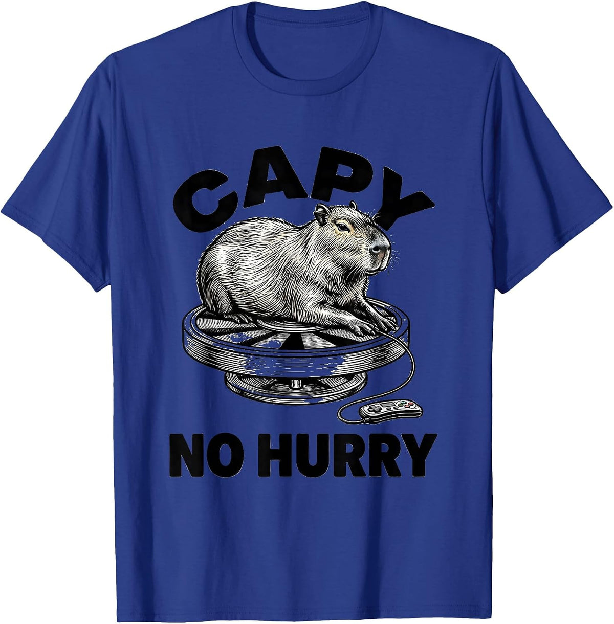 Capy, No Hurry Funny Capybara Gamer Gaming Humor T-Shirt - Royal Blue