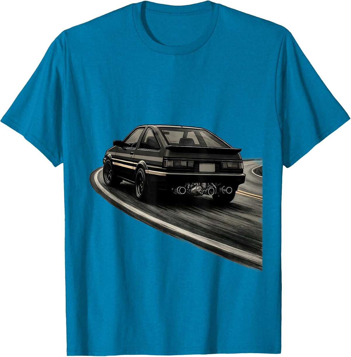 Turbo-Era JDM Coupe Drift Car Retro Tuner Nostalgia T-Shirt - Sapphire Blue
