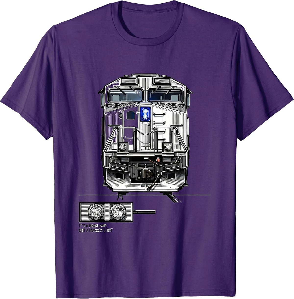 Men's It's A Headlamp Not A Marker Light Funny Train Enthusiast T-Shirt - Purple