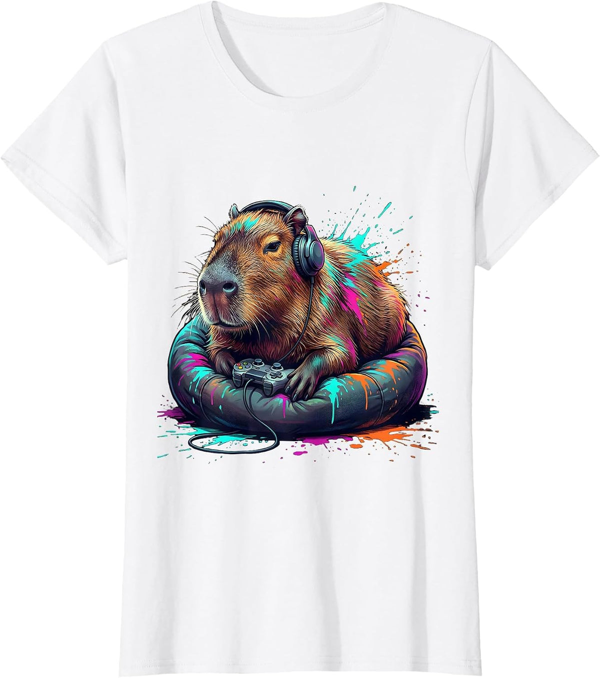 Capybara Gamer Meme Humor Animal Lover T-Shirt - White