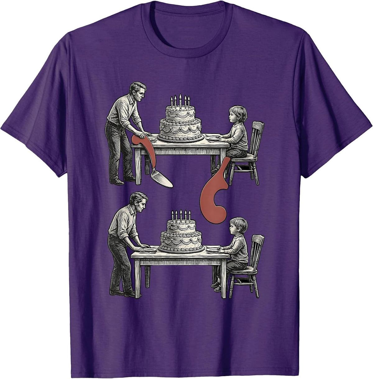 Men's Stacked Birthday Table Woodcut Engraving Grammar Teacher T-Shirt - Purple