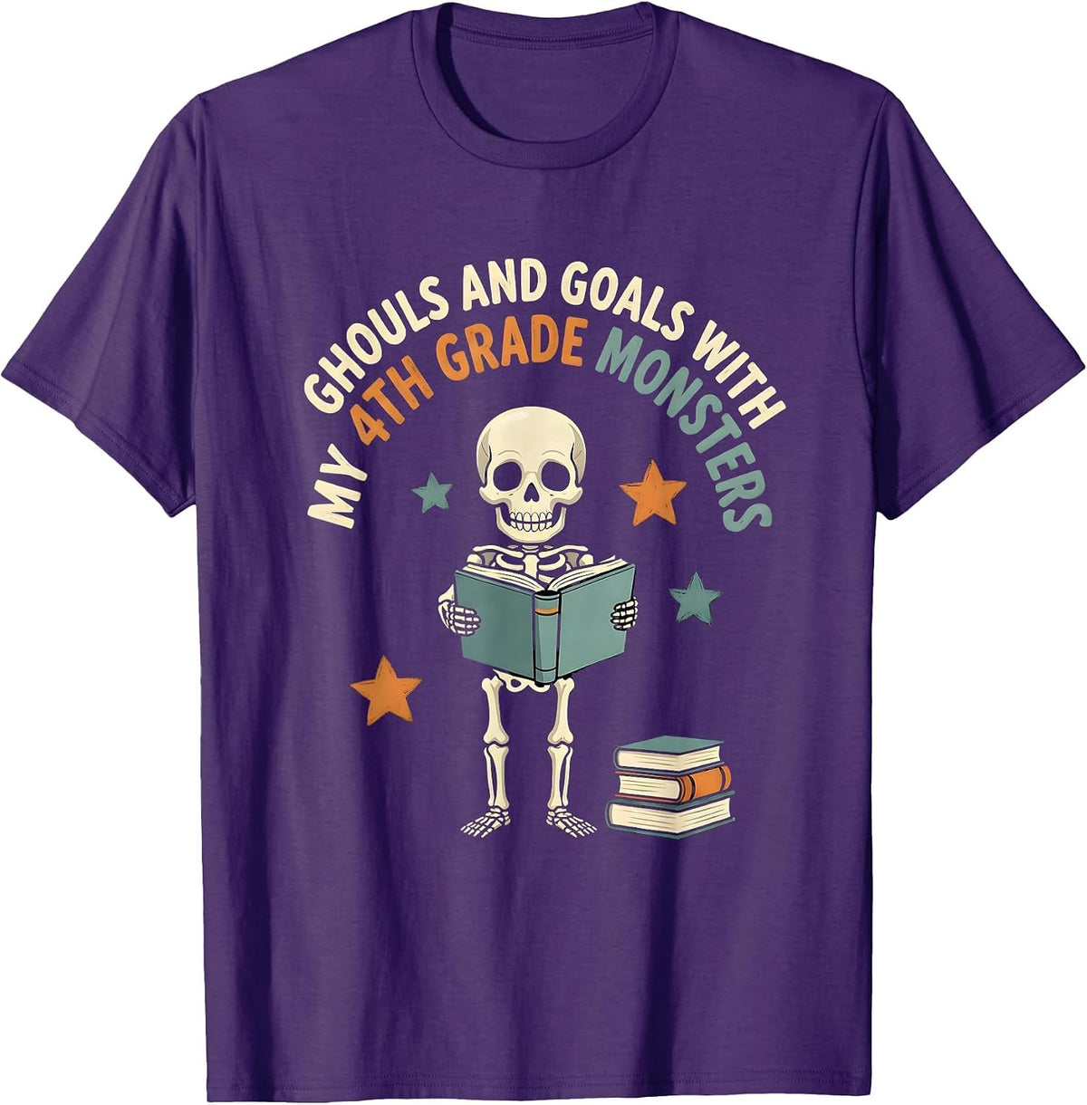 Ghouls And Goals With My 4th Grade Monsters Teacher T-Shirt - Purple