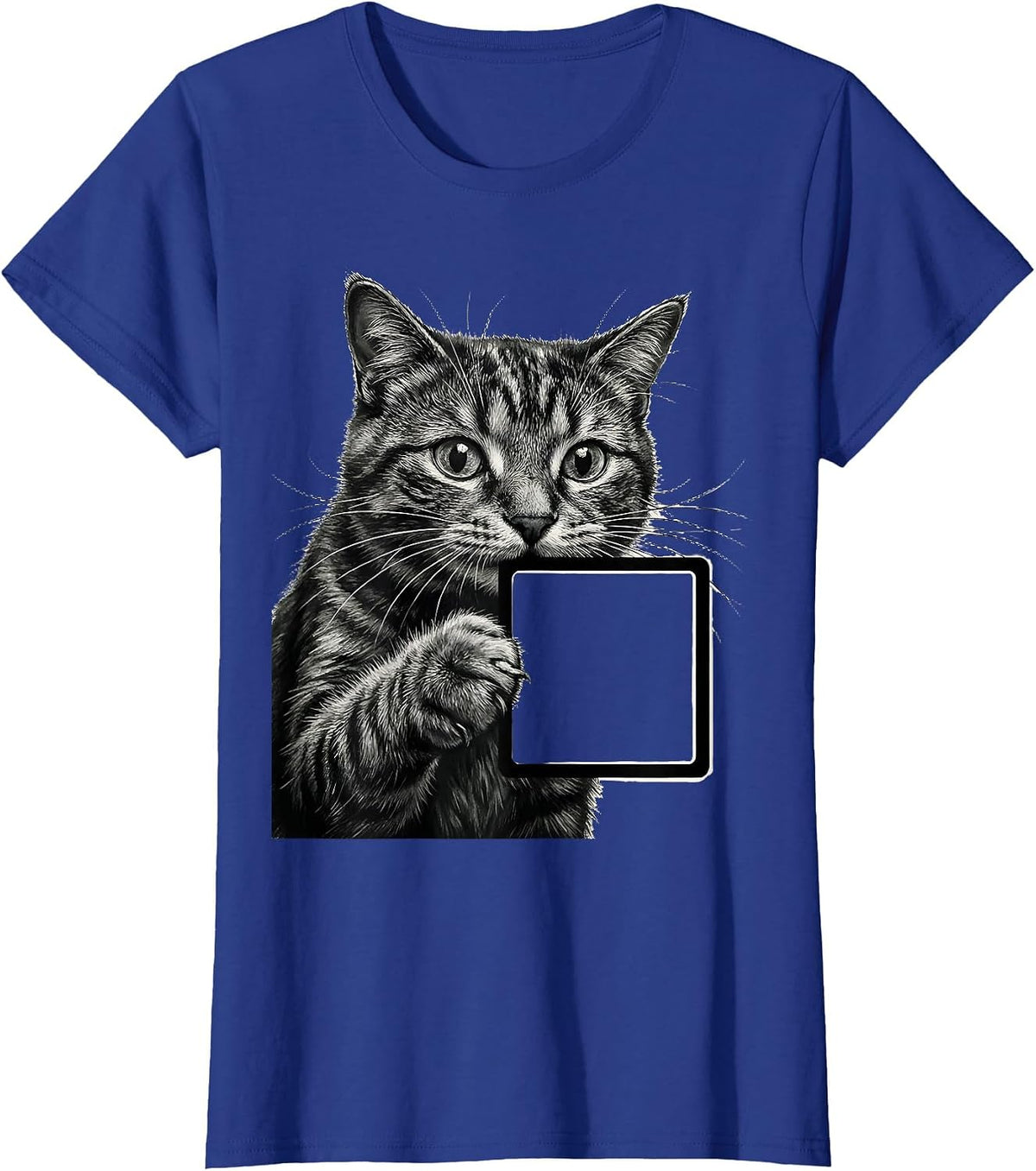 Women's Curious Cat Sniffing Periodic Table Science Design T-Shirt - Royal Blue