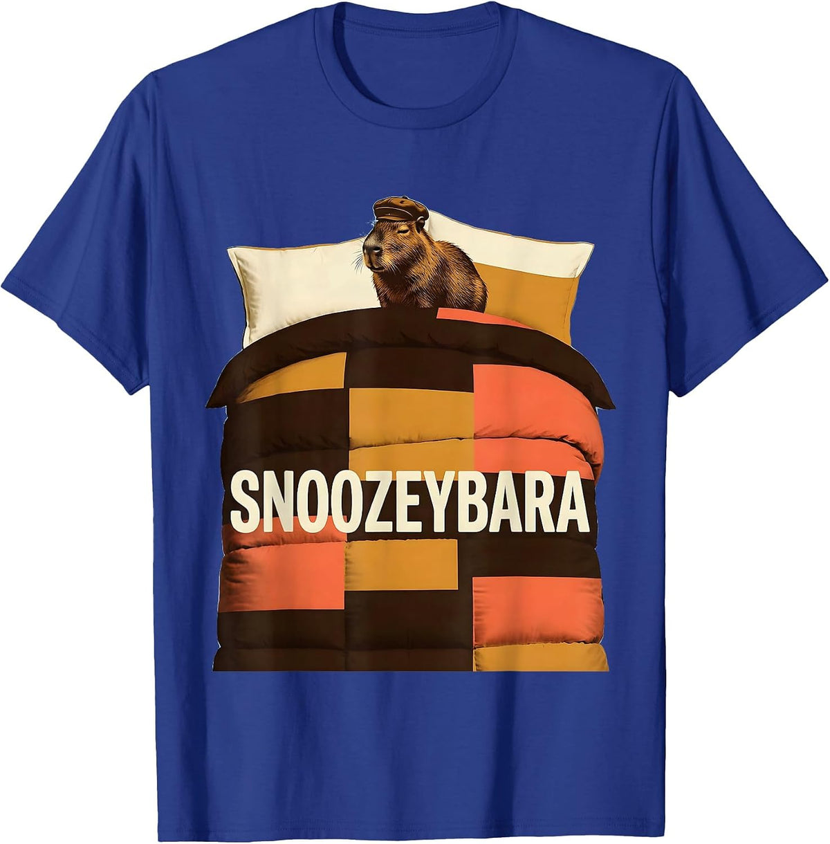 Snoozeybara Cute Capybara Sleepy Humor Novelty Lounge Wear T-Shirt - Royal Blue
