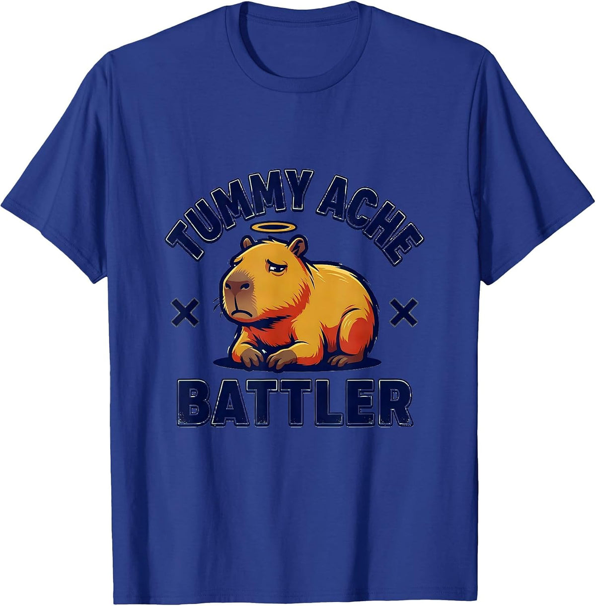 Tummy Ache Battler Funny Capybara Meme Gross-Out Humor T-Shirt - Royal Blue