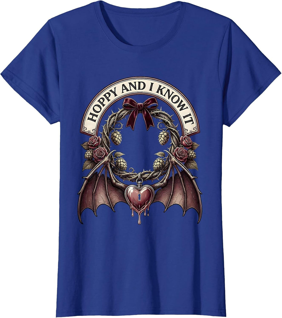 Women's Hoppy and I Know It Beer Lover Design T-Shirt - Royal Blue