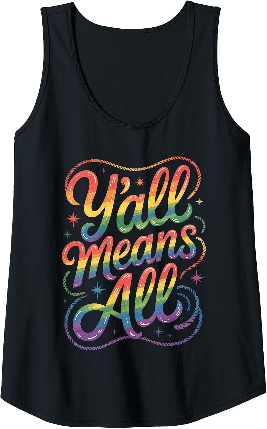 Y'all LGBTQ Rainbow Pride Month Means All Equality Support Tank Top - Black