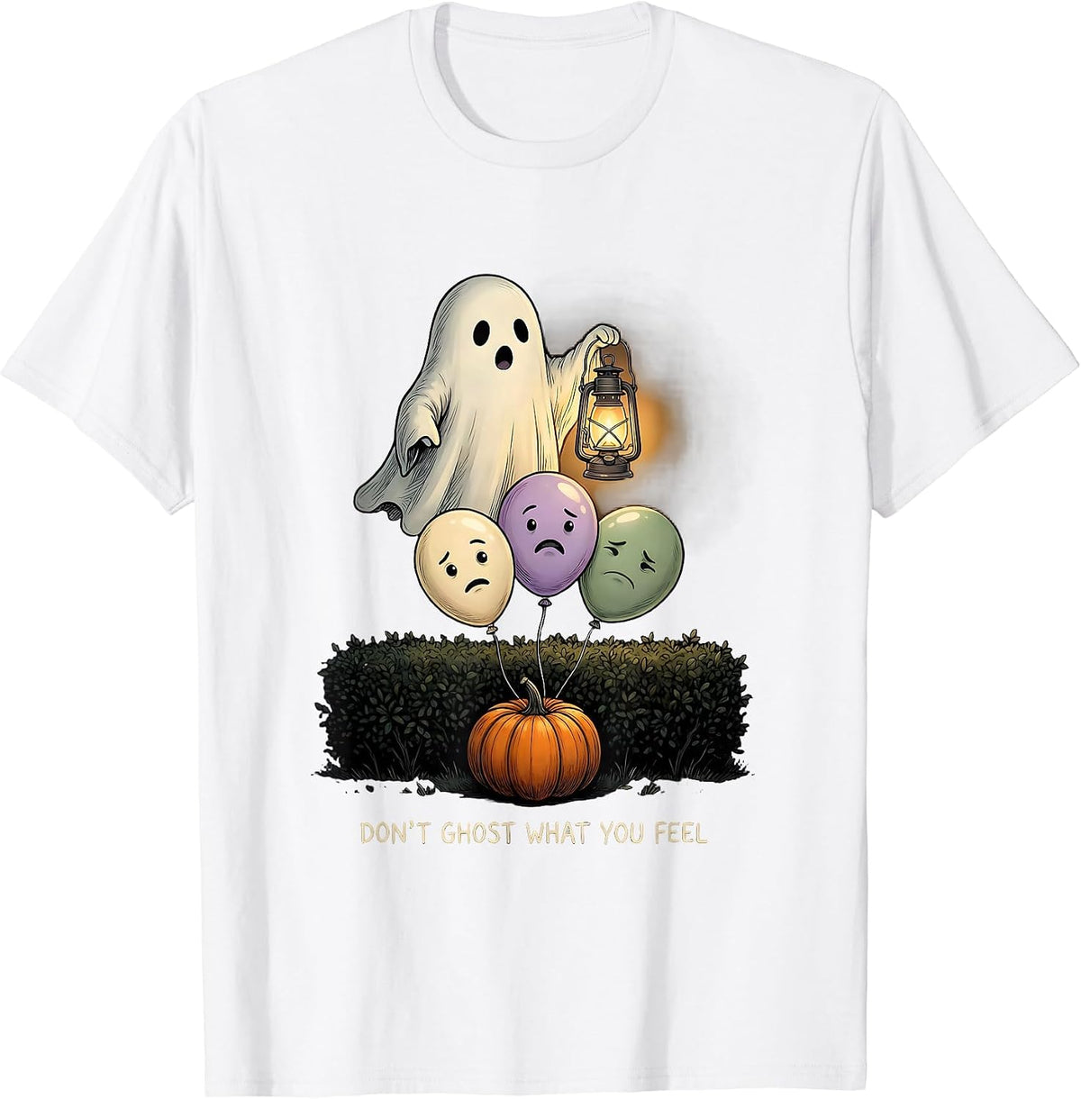 Men's Don't Ghost What You Feel Mental Health Halloween T-Shirt - White