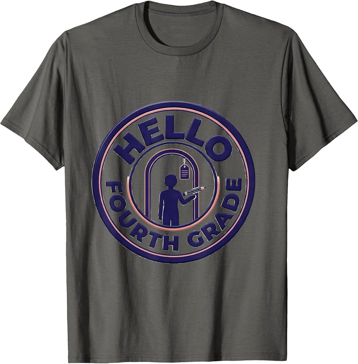Hello Fourth Grade Playful First Day of School Back To T-Shirt - Asphalt Grey