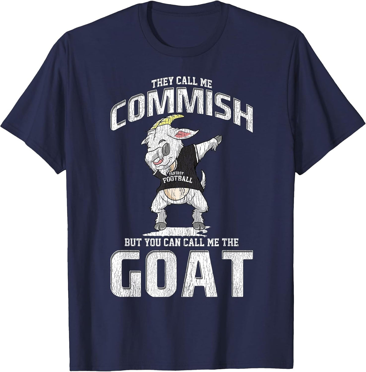 Fantasy Football Commissioner Commish Dabbing Goat Draft Day T-Shirt - Navy Blue