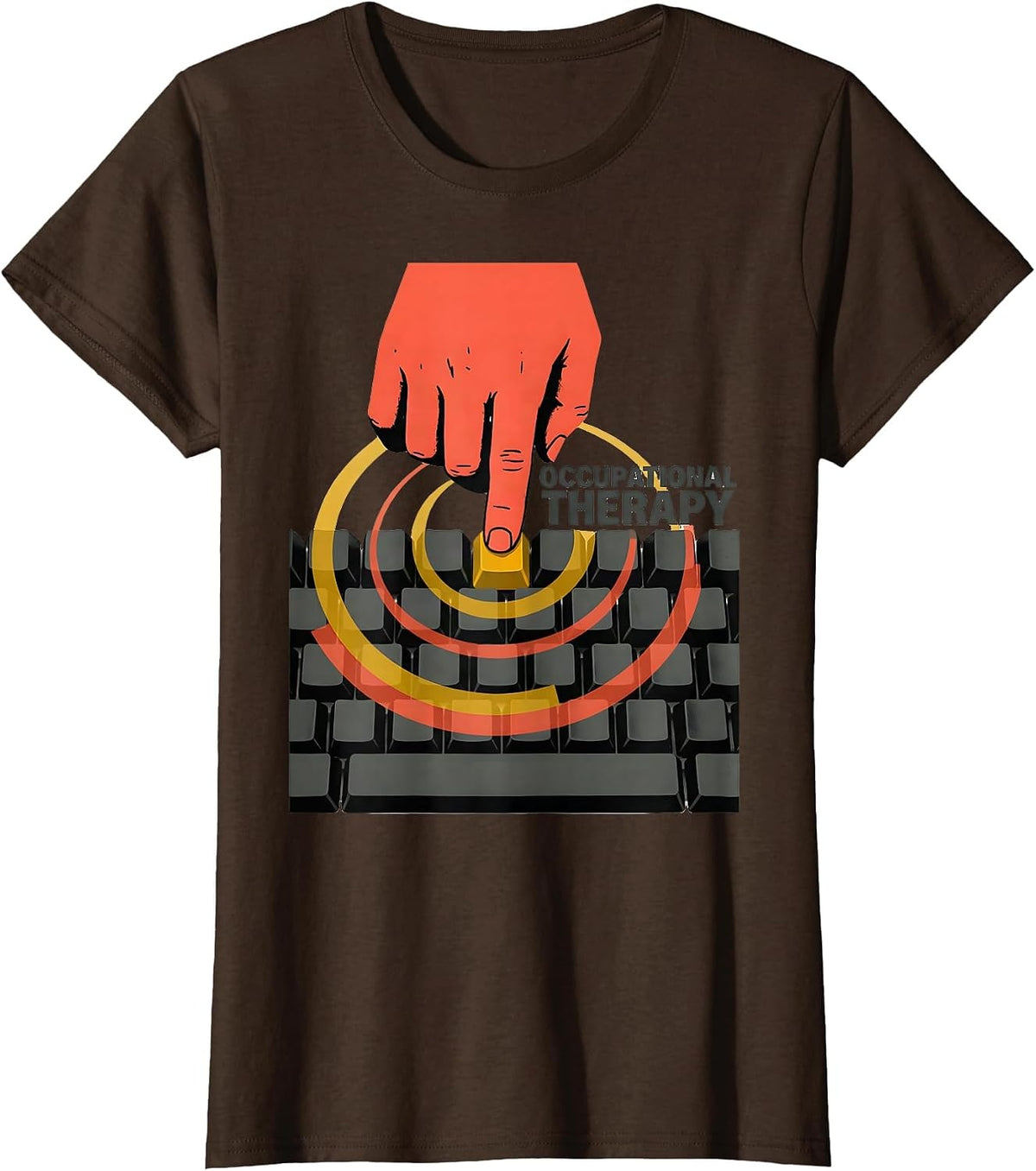 Women's Occupational Therapy Retro Adaptive Keyboard Pediatric OT T-Shirt - Brown