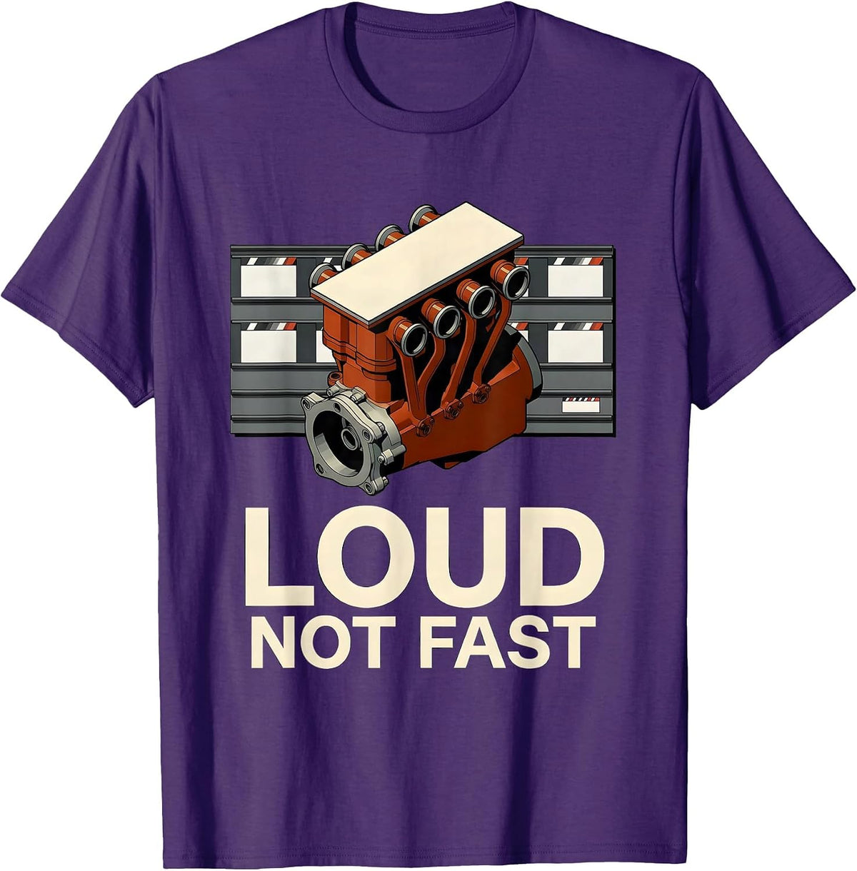 Men's Loud, Not Fast Vintage Retro Muscle Car Drag Racing T-Shirt - Purple