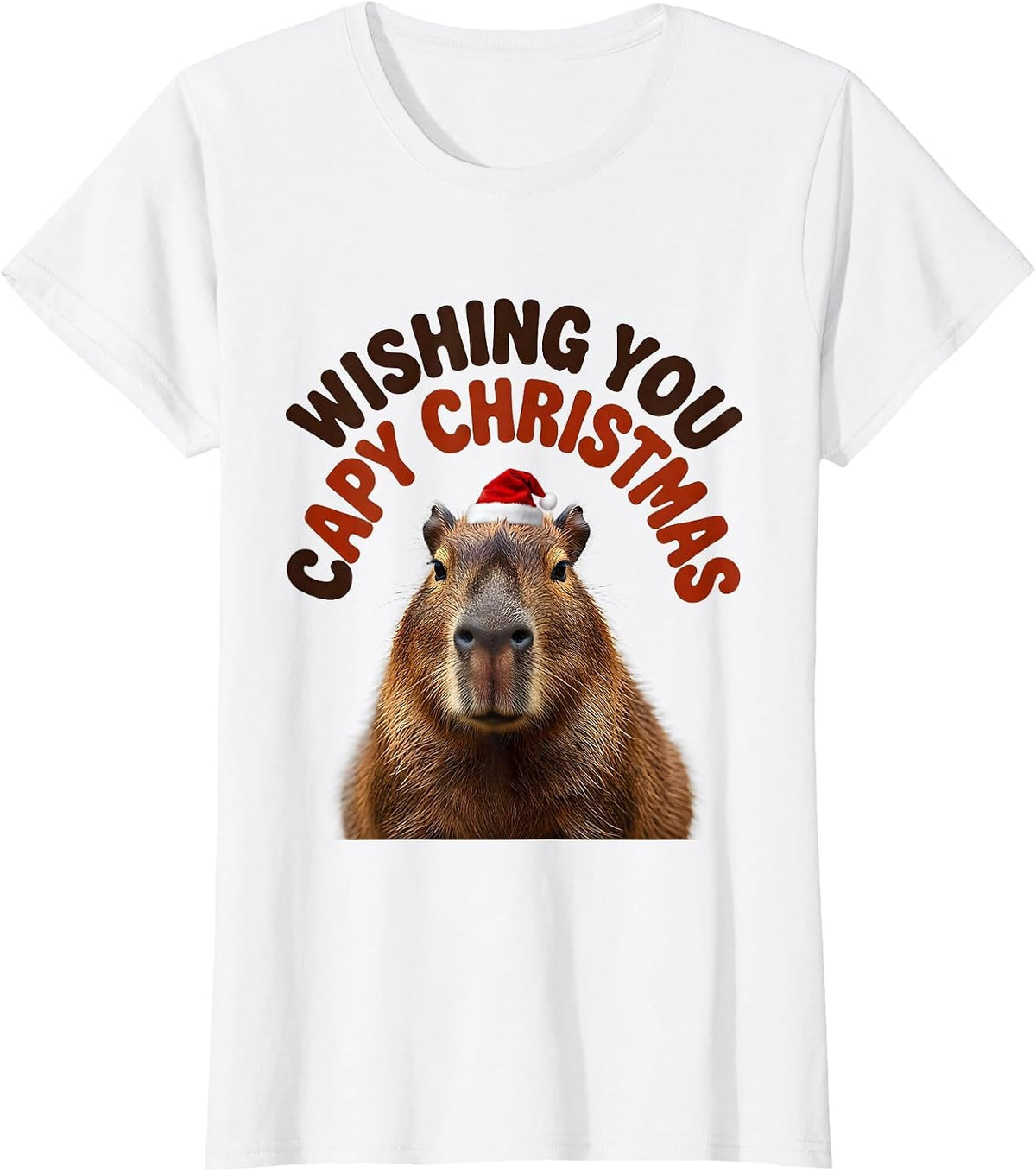 Wishing You Capy Christmas Funny Capybara Animal Lover Xmas T-Shirt - White