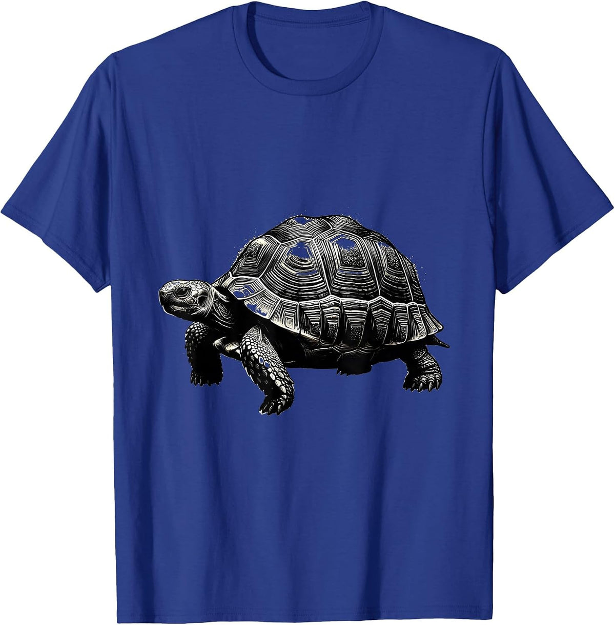 Men's Compact Tortoise Minimalist Blackwork Dotwork Line Art T-Shirt - Royal Blue
