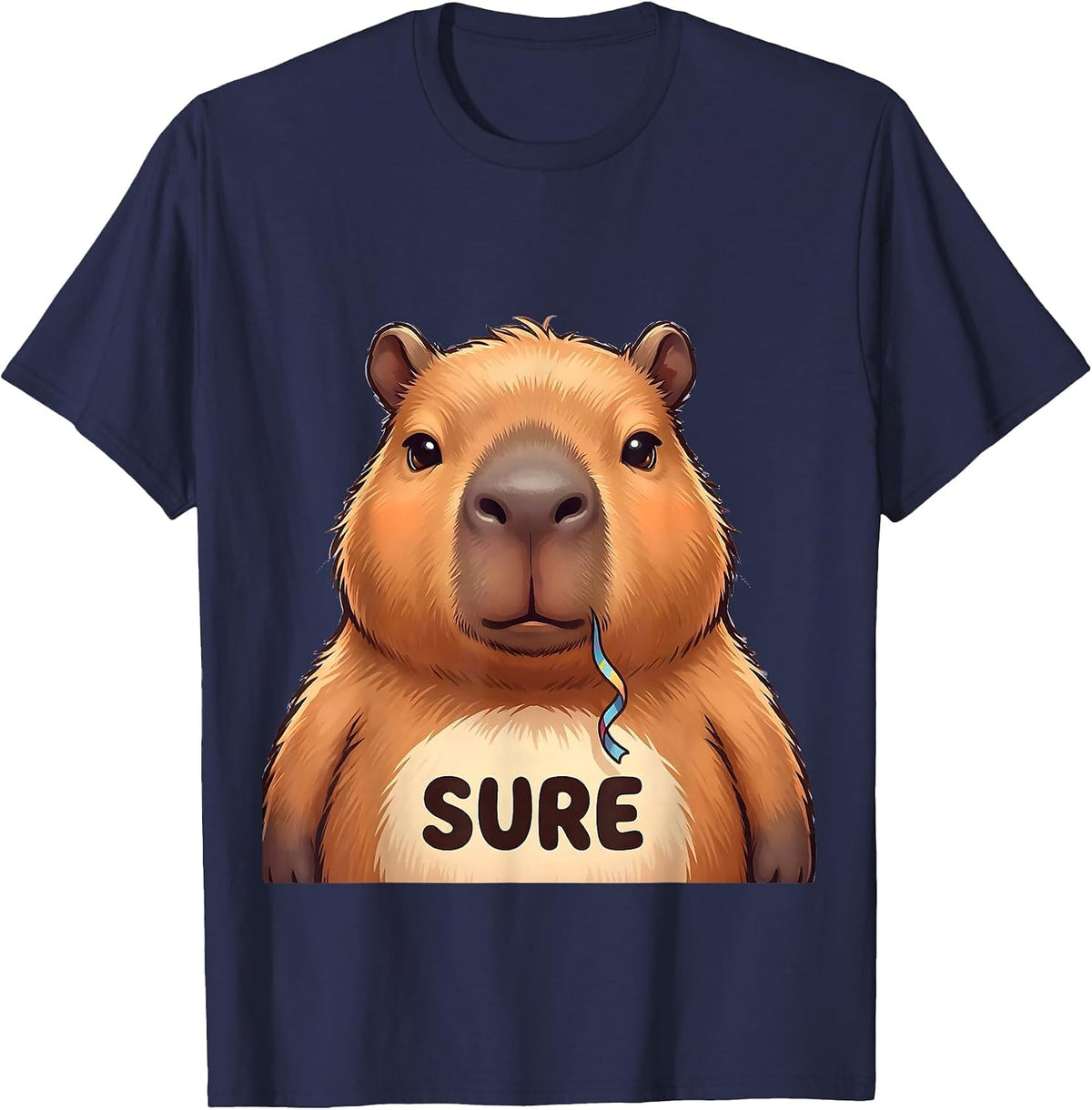 Sure Cute Capybara Kawaii Animal Lover Humor T-Shirt - Navy Blue