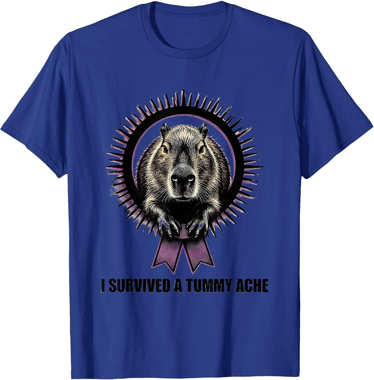 Men's I Survived A Tummy Ache Funny Capybara Meme Humor T-Shirt - Royal Blue