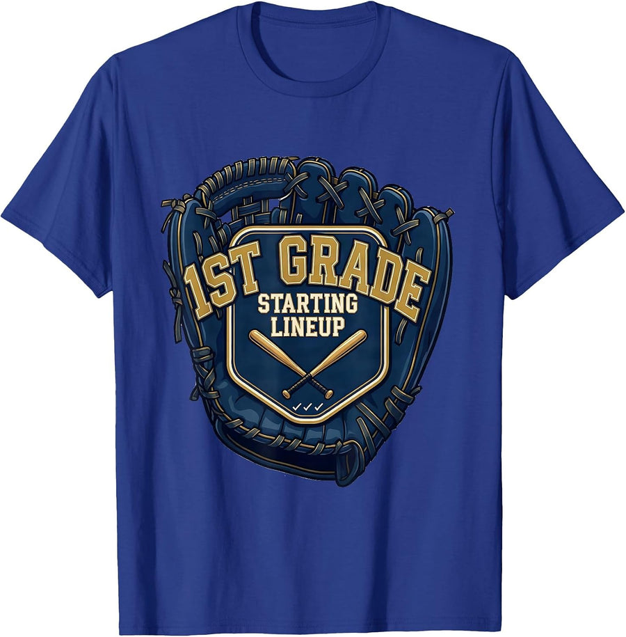 1st Grade Starting Lineup Sports Back To School Baseball T-Shirt - Royal Blue