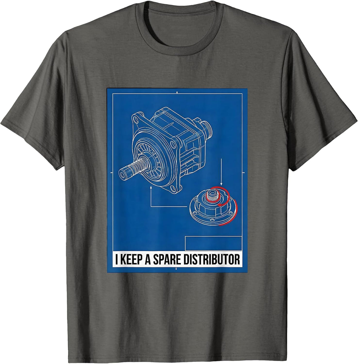 Men's I Keep A Spare Distributor Funny Car Guy Mechanic Deadpan T-Shirt - Asphalt Grey
