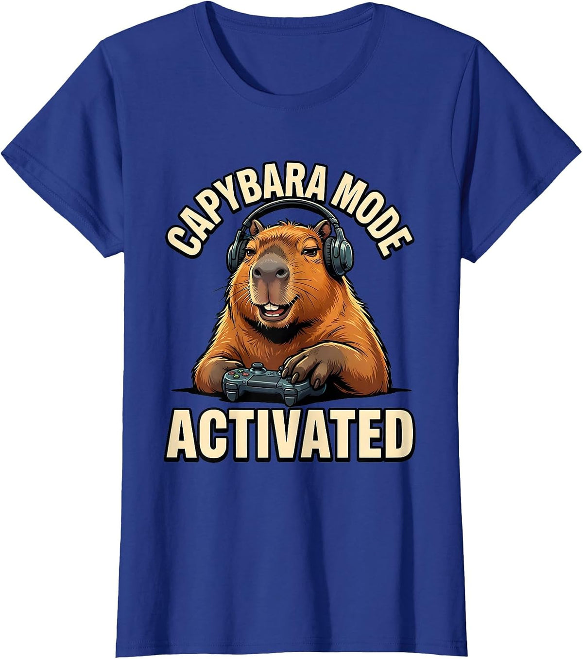 Women's Capybara Mode Activated Funny Gamer Meme Internet Humor T-Shirt - Royal Blue