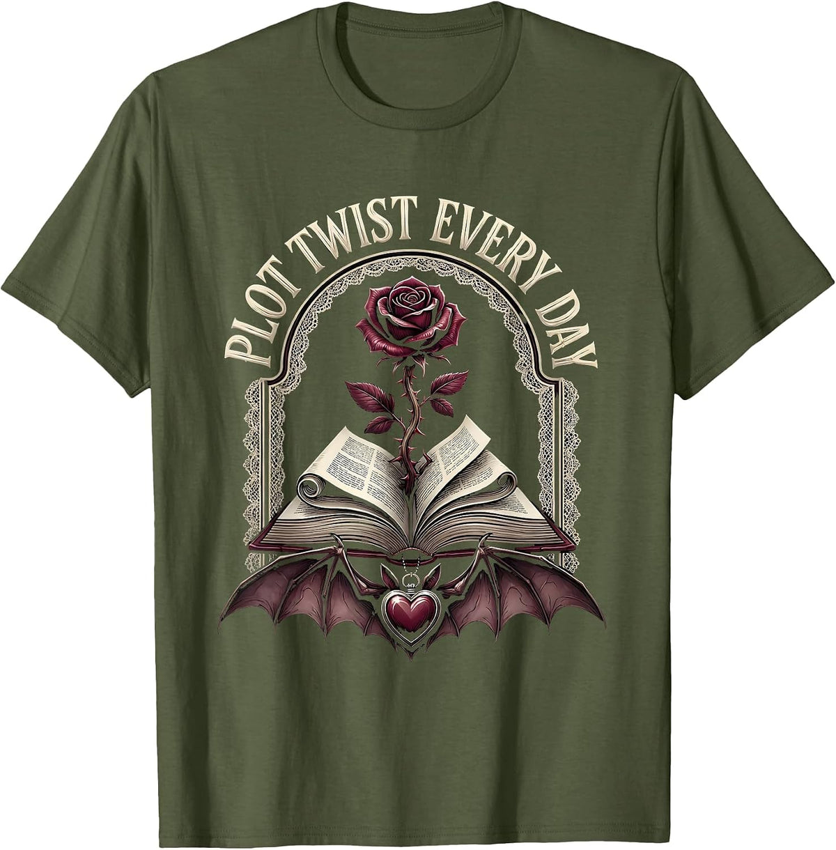 Men's Plot Twist Every Day English Teacher Design T-Shirt - Olive Green