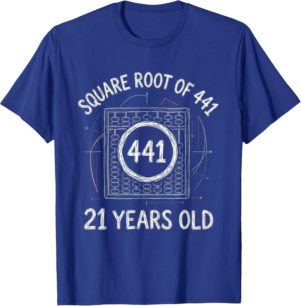 Square Root Of 441 21 Years Old Math Birthday Age Pun T-Shirt - Royal Blue