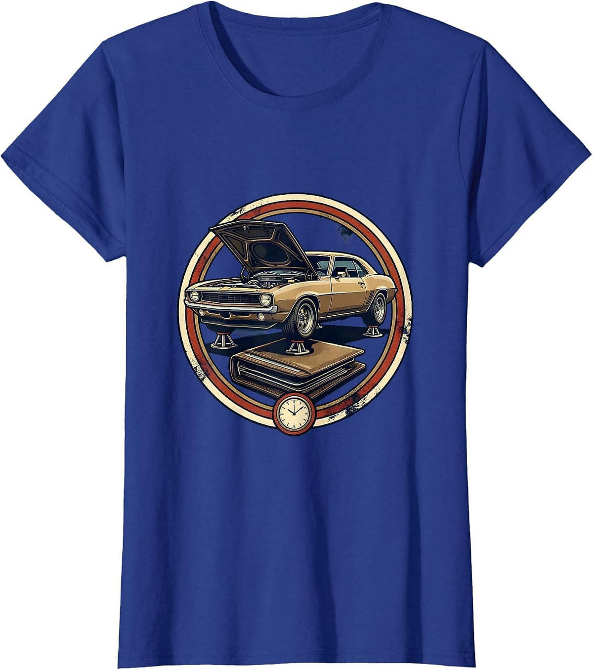 Women's Sealed Classic Coupe Garage Humor Car Enthusiast T-Shirt - Royal Blue