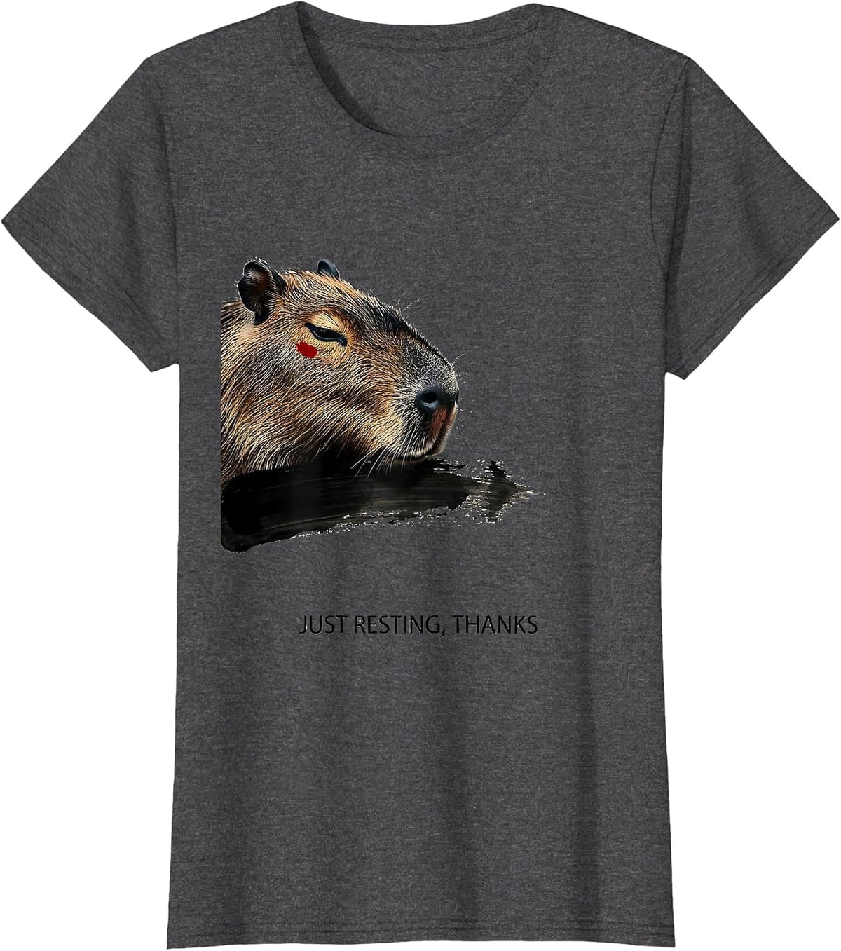 Women's Just Resting, Thanks Cute Capybara Sleepy Humor Pajama T-Shirt - Dark Heather Grey