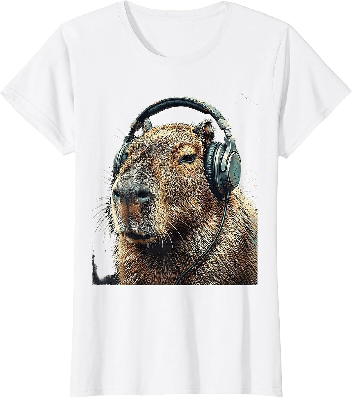 Women's Capybara Gamer Distressed Meme Humor T-Shirt - White