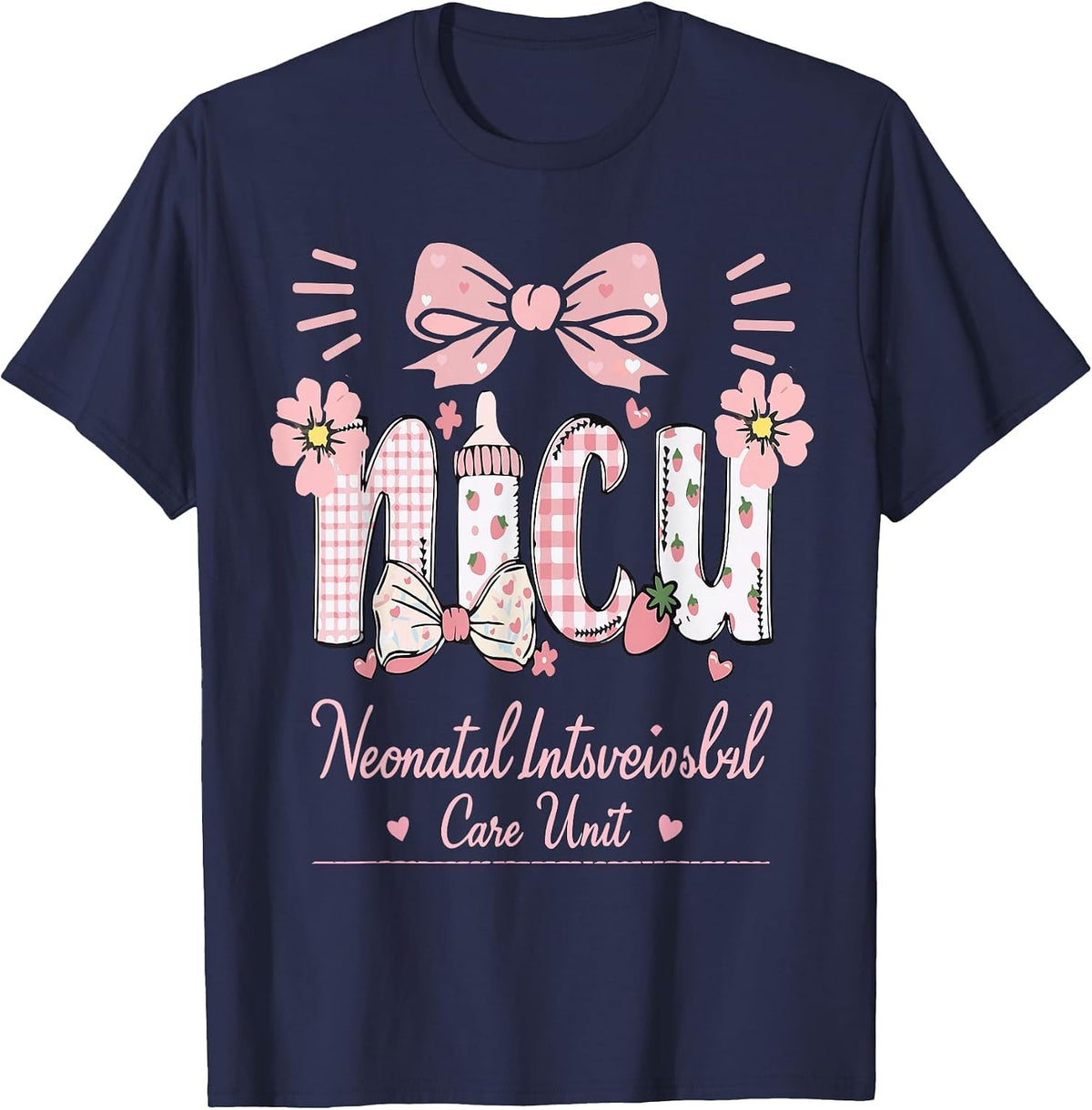Coquette Nurse Fall Thanksgiving NICU Nurs Week Neonatal T-Shirt - Navy Blue