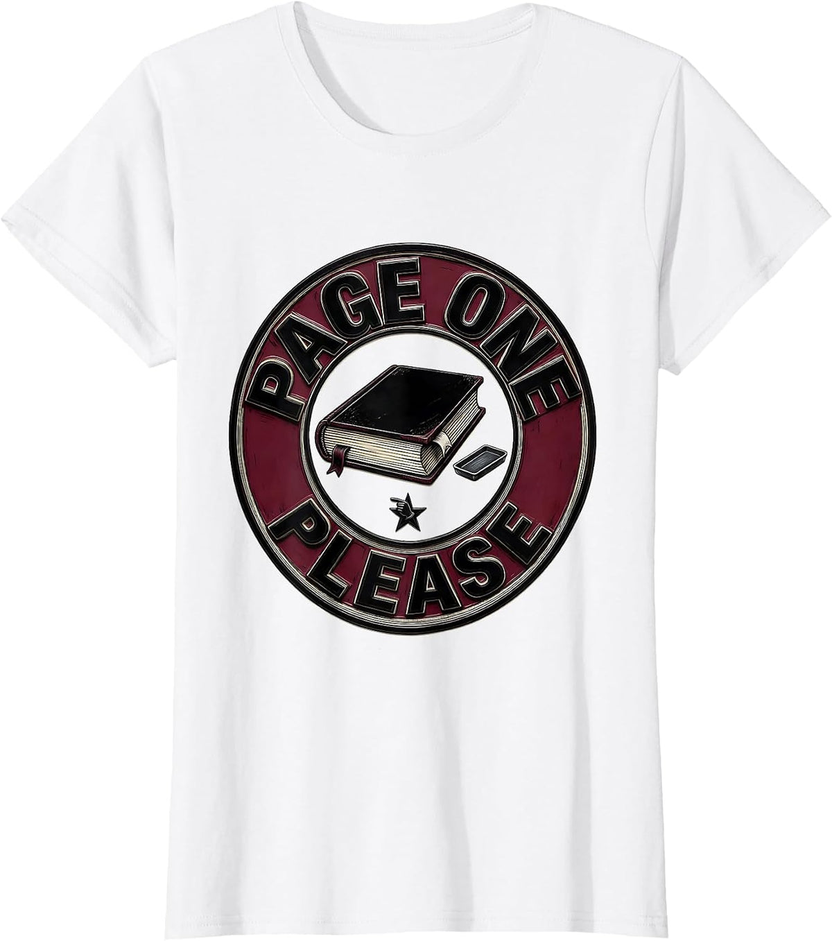 Page One Please Witty English Literature Teacher Gift T-Shirt - White