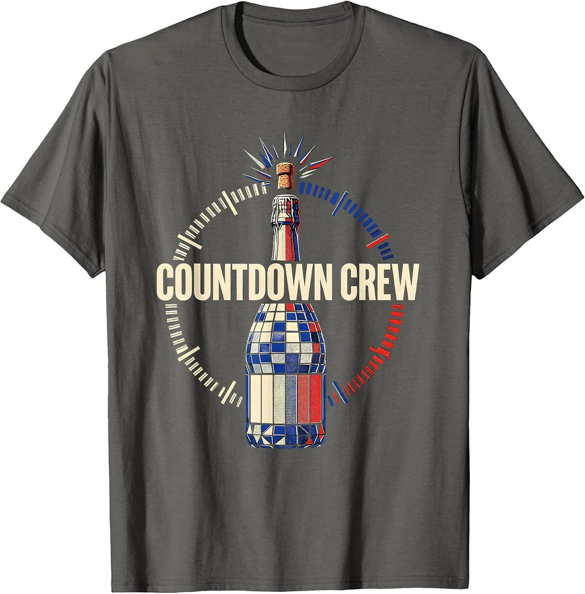 Men's Countdown Crew Geometric New Year Party Nurse Crew Matching T-Shirt - Asphalt Grey