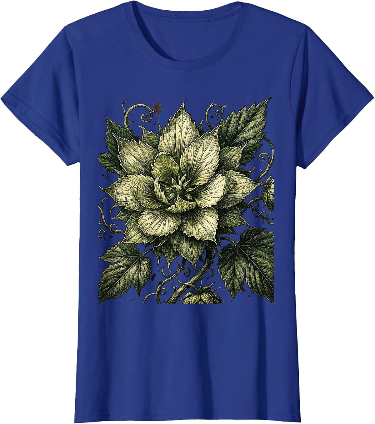 Women's Giant Hops Flower Burst Beer Graphic T-Shirt - Royal Blue