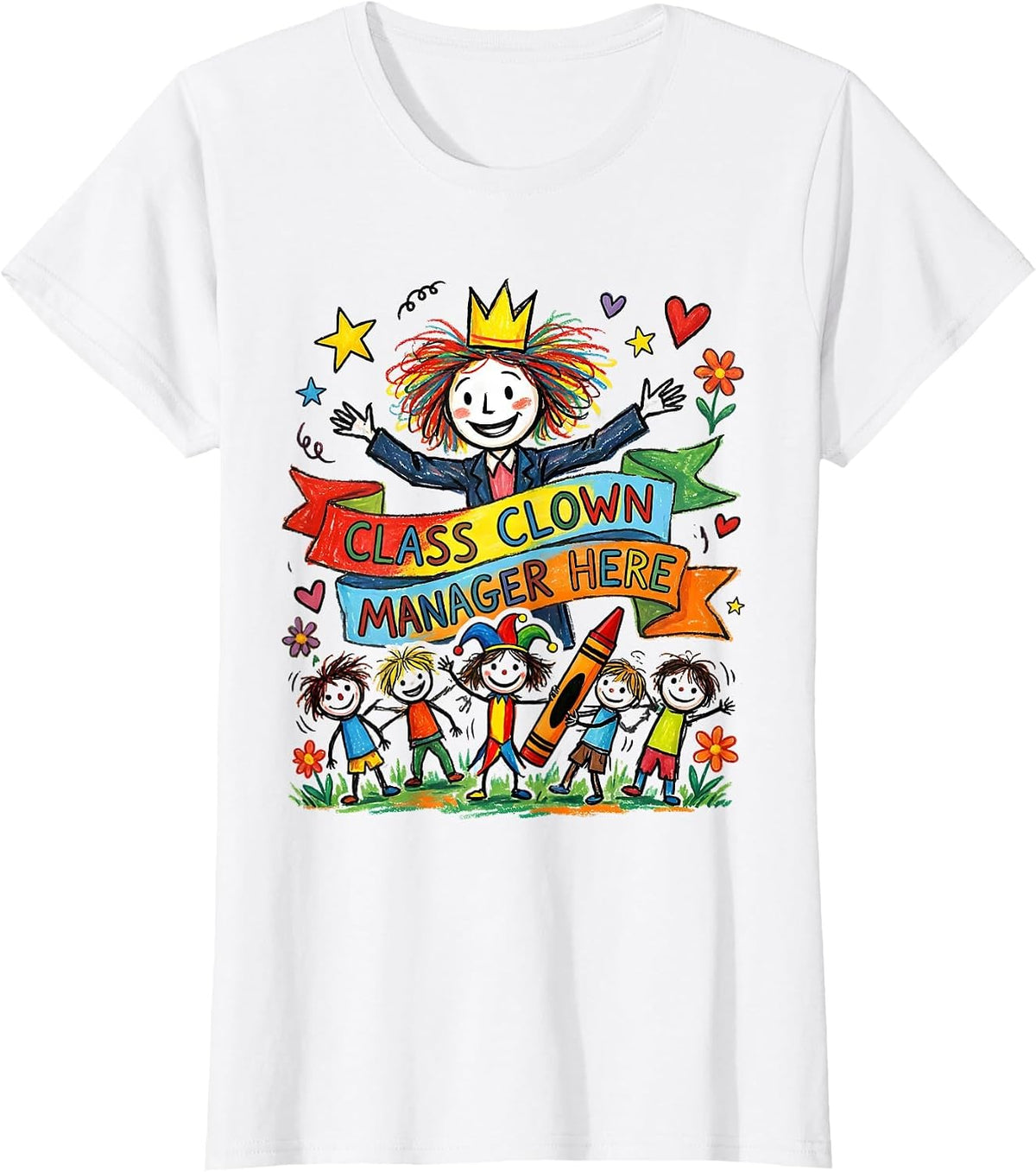 Women's Class Clown Manager Preschool Teacher Design T-Shirt - White