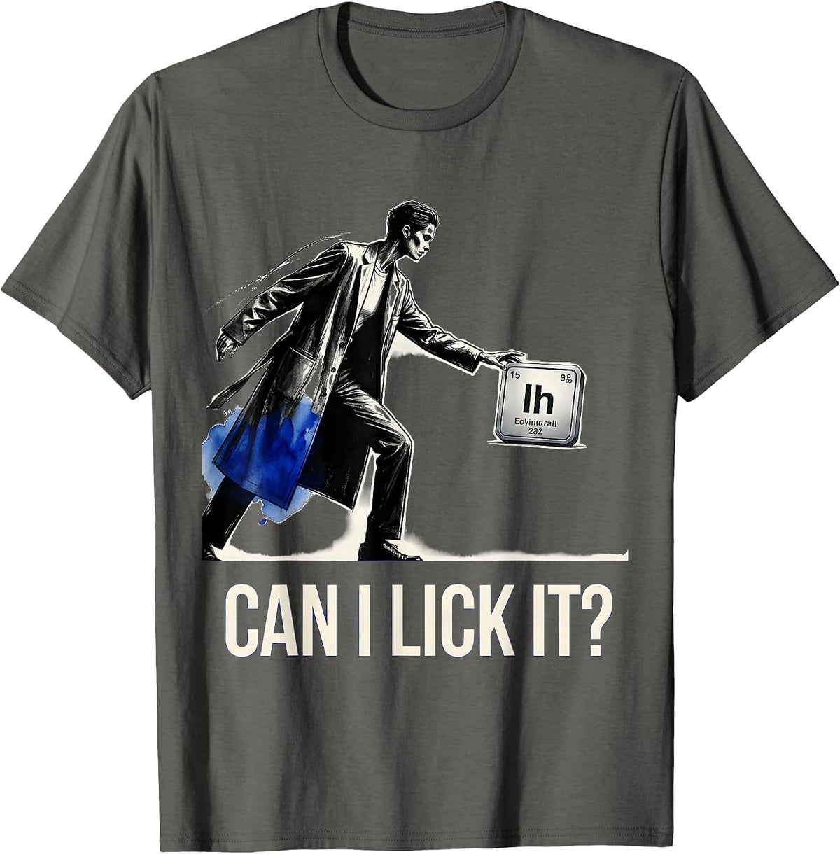 Men's Can I Lick It Periodic Table Science Design T-Shirt - Asphalt Grey