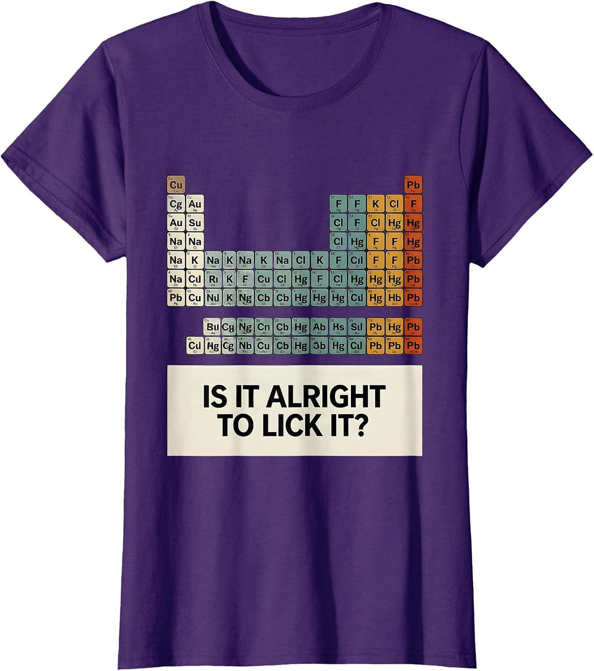 Women's Is It Alright To Lick It Funny Periodic Table Science T-Shirt - Purple