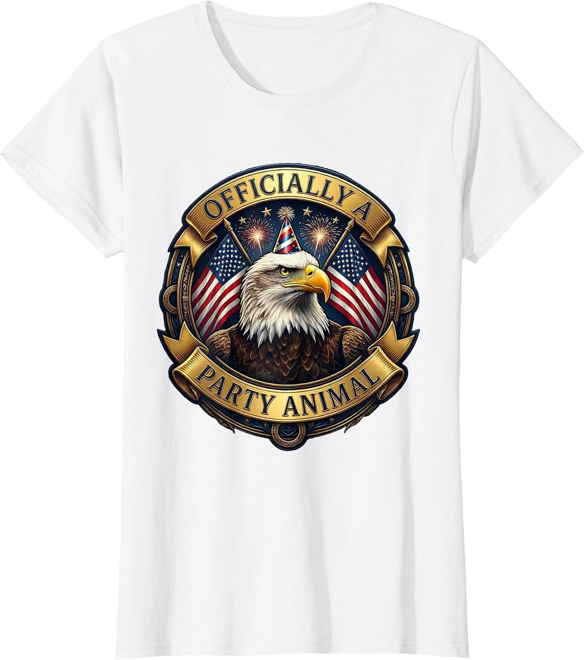 Women's Officially a Party Animal Fun Celebration Design T-Shirt - White