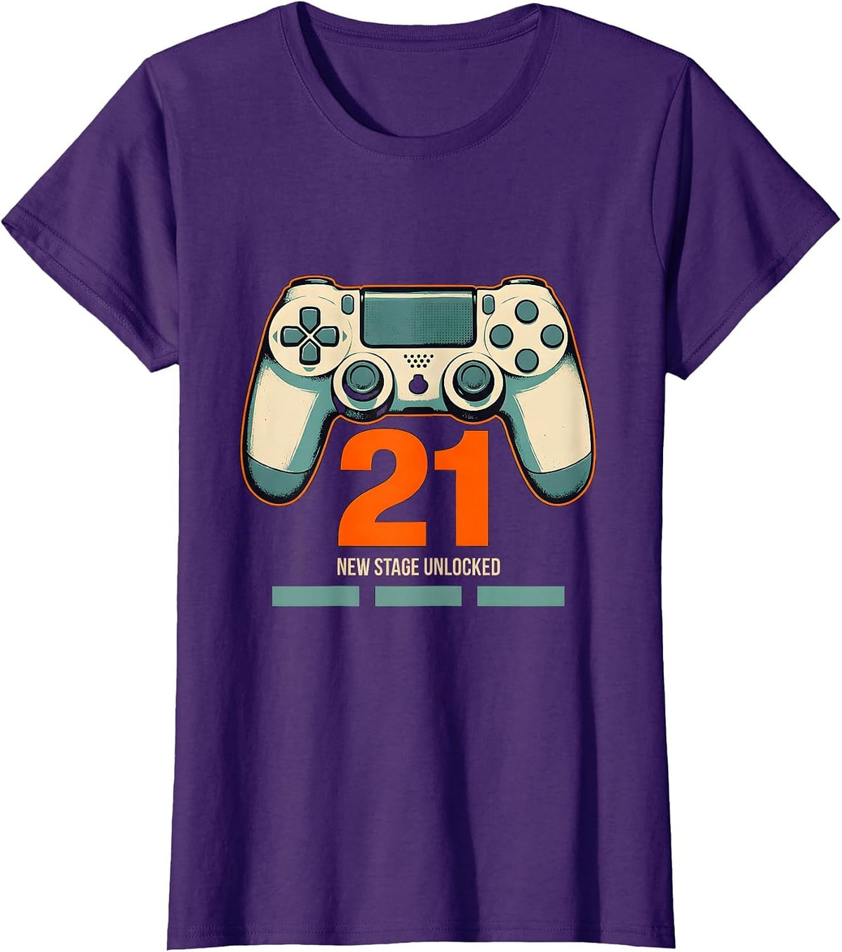 Women's New Stage Unlocked 21 Funny Gamer Birthday Boy Milestone T-Shirt - Purple