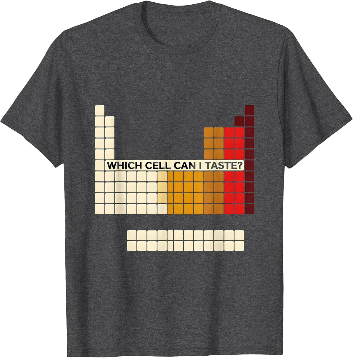 Men's Which Cell Can I Taste Funny Periodic Table Science Teacher T-Shirt - Dark Heather Grey